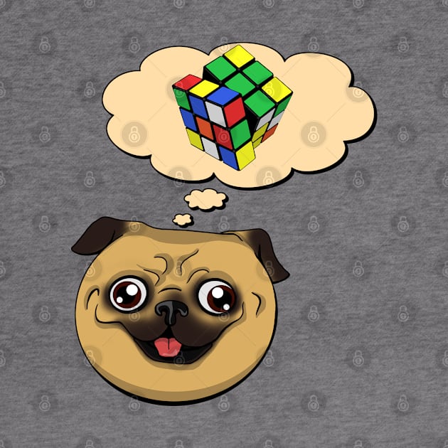 Crazy pug and rubik cube by Simmerika